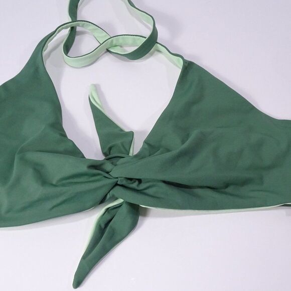 Cos Green Two Tone Triangle Tie Bikini top Sz 10 NWT 34 - Picture 1 of 9